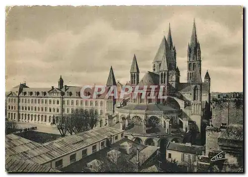 Cartes postales moderne Caen Abbaye aux Hommes Eglise St Etienne cote de l'Abside et le Lycee