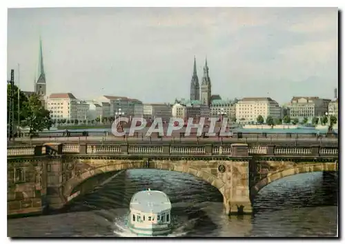 Moderne Karte Hamburg Lambardsbrucke und Innenstadt