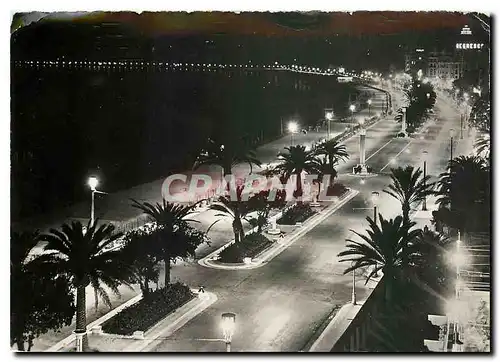 Moderne Karte La Cote d'Azur Nice la Nuit Promenade des Anglais