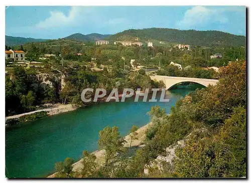 Moderne Karte Greoux les Bains Alpes de Hautes Provence Pont sur le Verden Au Loin