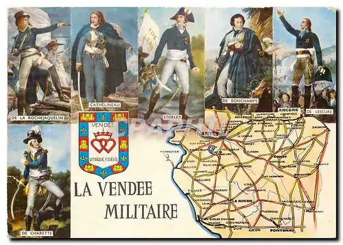 Moderne Karte La Vendee Militaire De la Rochejaquelin Cathelineau Stoflet De Bonchamps De Lescure De Charrette