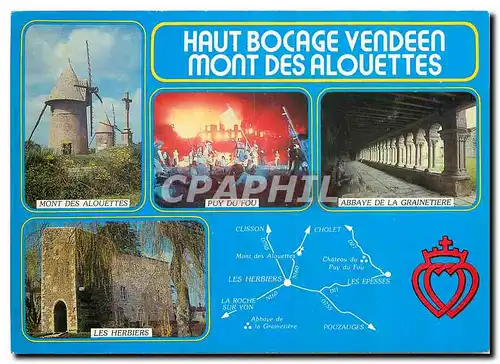 Moderne Karte Haut Bocage Vendeen Monts des Alouettes Le Puy du Fou