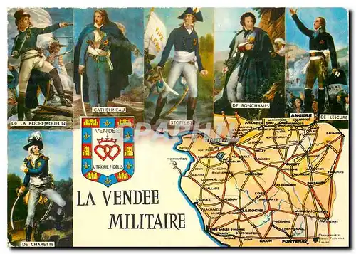 Cartes postales moderne La Vendee Militaire De la Rochejaquelin Cathelineau Stofflet De Bonchamps De Lescure De Charrett