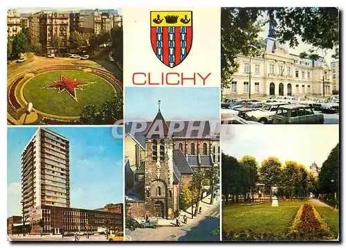 Cartes postales moderne Clichy (Hauts Seine) La place de la Republique la Mairie L'Eglise
