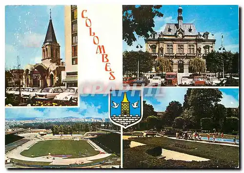 Cartes postales moderne Colombes Le clocher de l'ancienne Eglise St Pierre St Paul La Mairie le Stade le Square aux oise