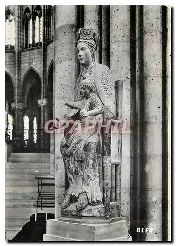 Moderne Karte Basilique de St Denis (Seine) La Viege et l'Enfant Bois Polychrome du XIIe s