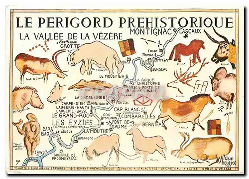 Cartes postales moderne Le Perigord Prehistorique la vallee de la Vezere