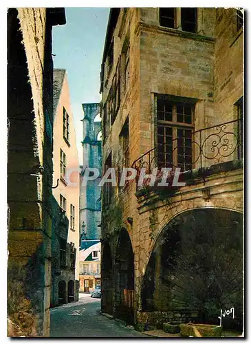 Moderne Karte  Sarlat (Dordogne) Rue des Consuls a droite l'Hotel Plamon