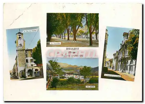 Cartes postales moderne Dieulefit (Drome) Tourisme et Climatisme La tour de l'horloge Les promenades La mairie et la rue