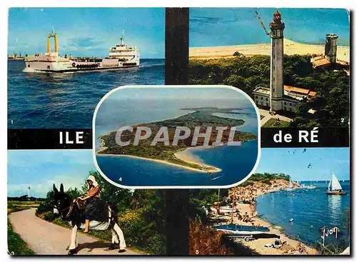 Moderne Karte Ile de Re (Charente Maritime) L'un des bacs assurant le service entre Sablanceaux assurant le se