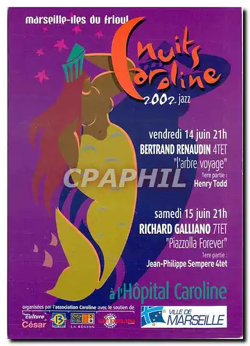 Cartes postales moderne Hopital Caroline 14 15 juin 2002 Bertrand Renaudin Richarl Galliano Arbre voyage Piazzolla forev