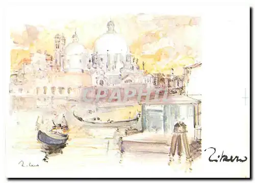 Moderne Karte Aquarelle originale de Libero Venise