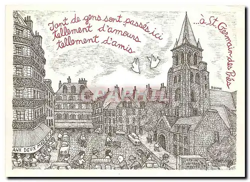 Cartes postales moderne St Germain des Pres Dessin de Lawrence Bohme