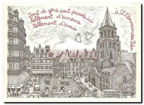 Moderne Karte St Germain des Pres Dessin de Lawrence Bohme