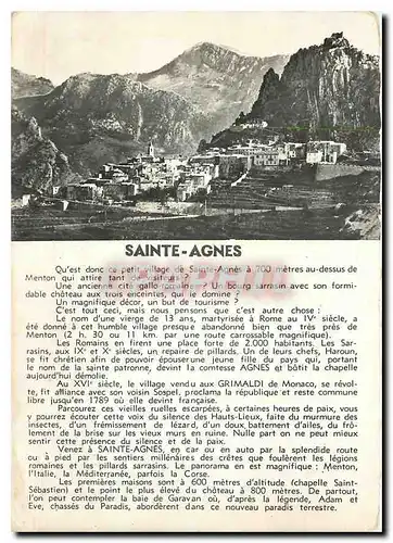 Cartes postales moderne Sainte Agnes (Alpes Maritimes) Le Village du littoral plus haut