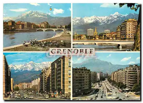 Moderne Karte Grenoble Telepherique et le Vercors Pont de la porte de France et Bellledonne Boulevards Joseph