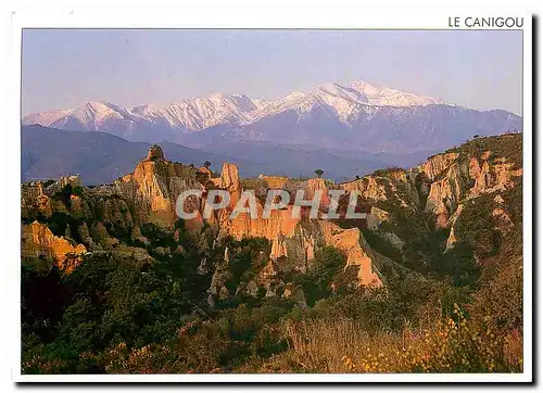 Moderne Karte Message du Sud Orgues d'Ile Sur tet (P O) quand la nautre se fait sculpteur au fond le Canigou e