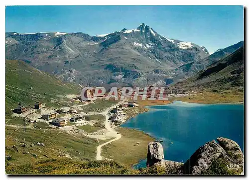 Moderne Karte Tignes (2100 m) Savoie) Hte Tarentaise La Station le Lac et la grande Sassiere (3748 m)