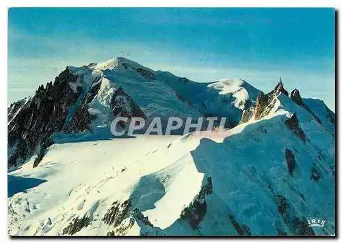 Moderne Karte Chamonix Mont Blanc Traversee Midi Plan Le Mont Blanc (4807 m) et l'Aiguille du Midi (3842 m)