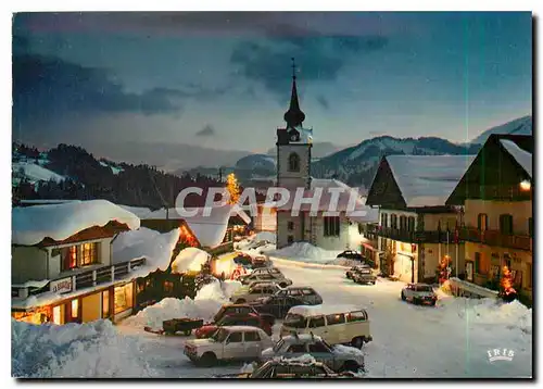 Moderne Karte Savoie Notre Dame de Bellecombe alt 1134 m le centre de la station la nuit