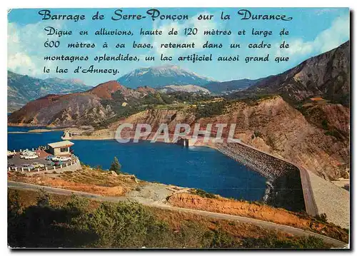 Moderne Karte Haute Vallee de la Durance Lac et Barrage de Serre Poncon le Barrage vu du Belvedere