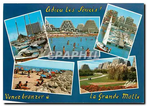 Cartes postales moderne Le Languedoc La Grande Motte (Herault) Le quai d'honneur la plage de l'Epi le port de plaisance