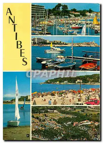 Cartes postales moderne La Cote d'Azur Antibes Le port de la Salice la plage de la Salice Camping du Pylone