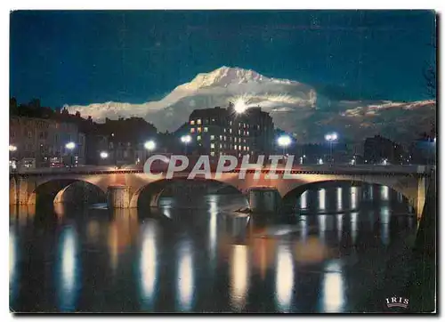 Moderne Karte Grenoble Ville olympique le Pont Maruis Gonlard et le Moucheroutte au crepuscule