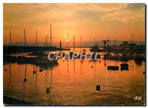 Moderne Karte Reflets de la Cote D'Azur Saint Raphael (Var) Coucher de Solail sur le Port Bateaux