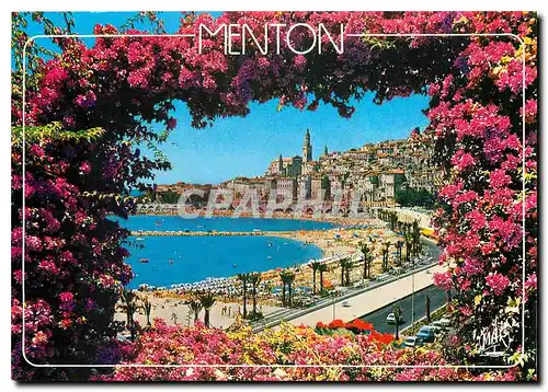 Cartes postales moderne Cote d'Azur Menton La Perle de Frnce la plage et la vieille ville