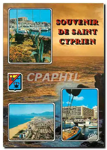 Cartes postales moderne La Cote Vermeille Saint Cyprien Plage (Pyrenees Orientales) Deux aspects du port et le camping a