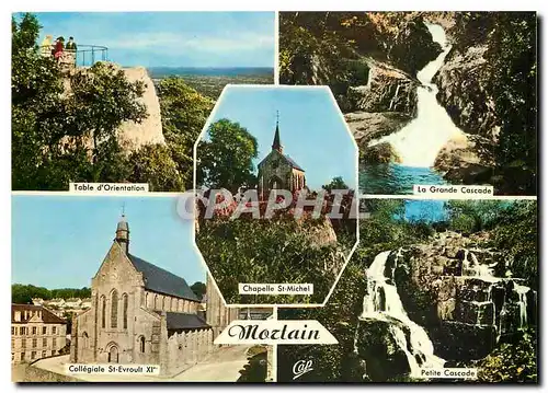 Cartes postales moderne Mortain Table d'orientation La grande cascade Collegiale St Evroult Petite cascade Chapelle St M