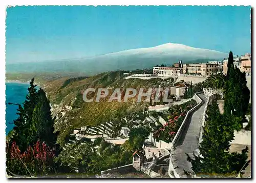 Moderne Karte Taormina Panorama vue generale