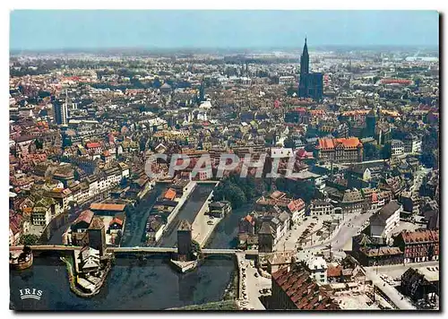 Moderne Karte Strasbourg (Bas Rhin) Les Ponts couverts et la cathedrale