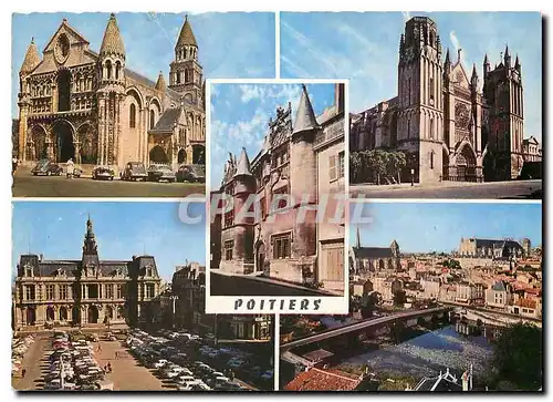 Cartes postales moderne Poitiers (Vienne) La Cathedrale Saint Pierre Hotel Fumee Notre Dame la Grande L'Hotel de Ville v