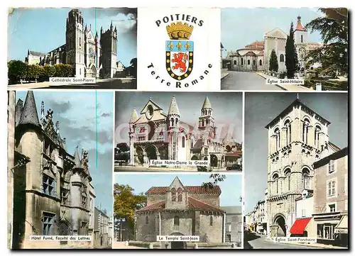 Moderne Karte Poitiers Terre Romane Cathedrale Saint Pierre Eglise Saint Hilaire Hotel Fume Faculte des lettre