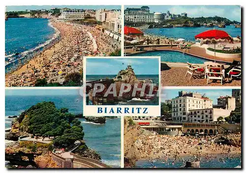 Cartes postales moderne Biarritz La Grande Plage vue prise de l'Hotel du Palais le Rocher de la Vierge
