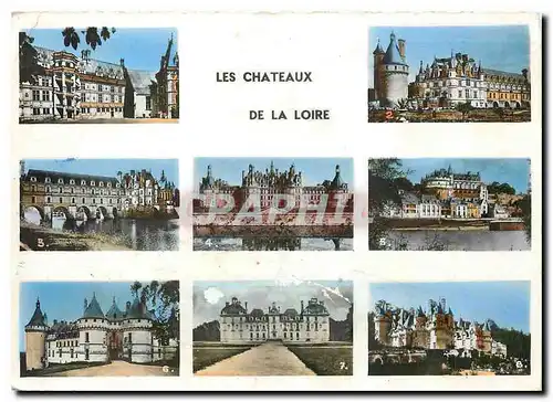Moderne Karte Les Chateaux de la Loire Blois Chenonceaux Chambord Amboise Chaumont sur Loire Cheverny