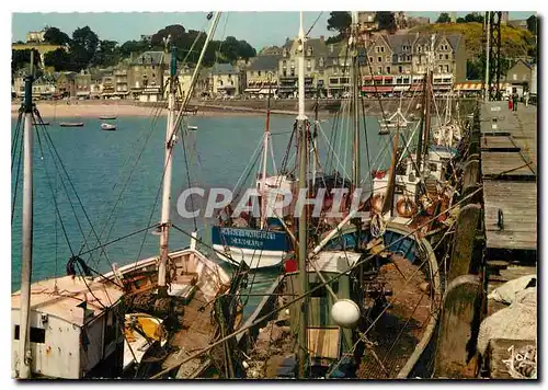 Moderne Karte La Bretagne en couleurs Cancale (I et V) Bateaux de peche dans le port Cathe Laurent