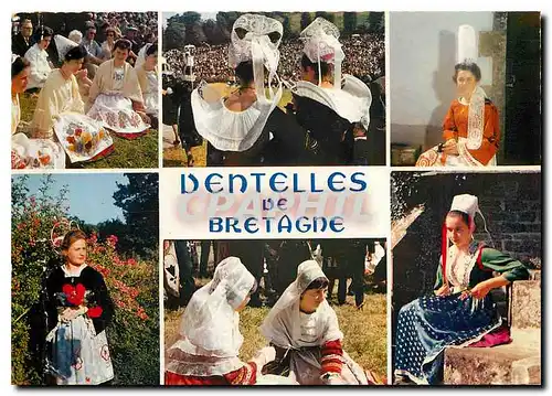 Cartes postales moderne La Bretagne en Couleurs Dentelles de Bretagne Jeune Fille du Leon