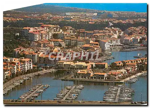 Moderne Karte Le littoral Languedoc Le Cap d'Agde vue aerienne au 1er plan Port Mafrat