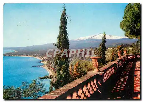 Cartes postales moderne Taormina Panorama de Giardini et Etna