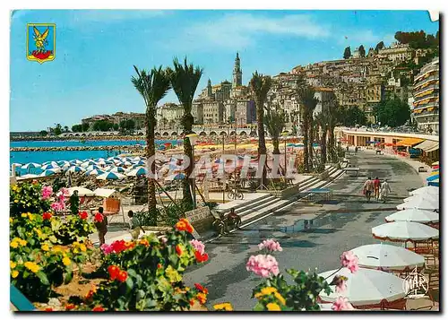 Moderne Karte La Cote d'Azur Menton Perle de France La Plage et la Vieille Ville