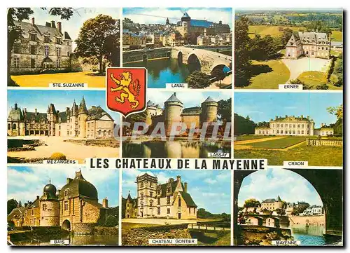 Moderne Karte Les Chateaux de la Mayenne Ste Suzanne Laval Ernee Mezangers Lassay Craon Bais Chateau Gontier M