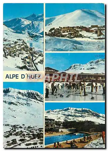 Moderne Karte Alpes d'Huez (Isere) alt 1860 vues generales grand Pic de la Meije et massif des Grandes Rousses