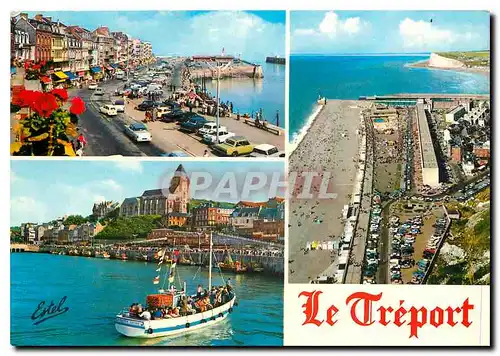 Cartes postales moderne Le Treport (Seine Maritime) Le port Retour du bateau promenade vue generale