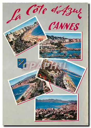 Cartes postales moderne Souvenir de Cannes (A M) Plage de la Croisette et palaces Port et Croistte Plage du Midi