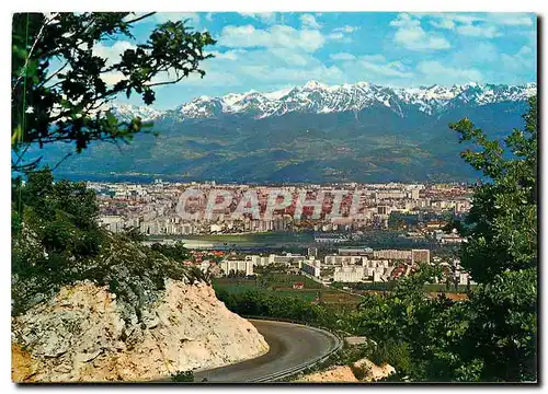 Moderne Karte Grenoble vue generale et la chaine de Belledonne