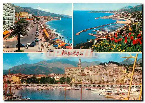 Cartes postales moderne La Cote d'Azur Menton Perle de France Boulevard Generale Leclerc Vue generle le port et la vieil