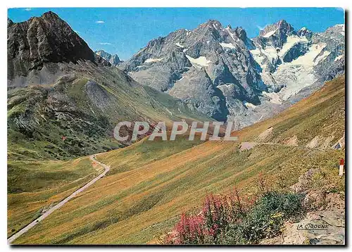 Moderne Karte Les Alpes La route du Galibier et le massif de la Meije